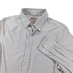 Rhone Commuter Shirt Mens Small White Gray Striped Slim Fit Italian Fabric